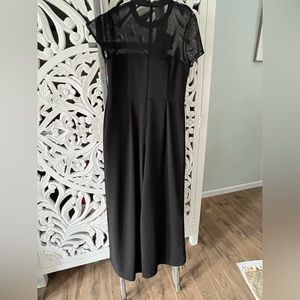 JS Collections Black sheer top and wide legged jumpsuit